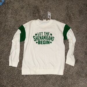 Stylish White and Green Sweatshirt with Fun Print